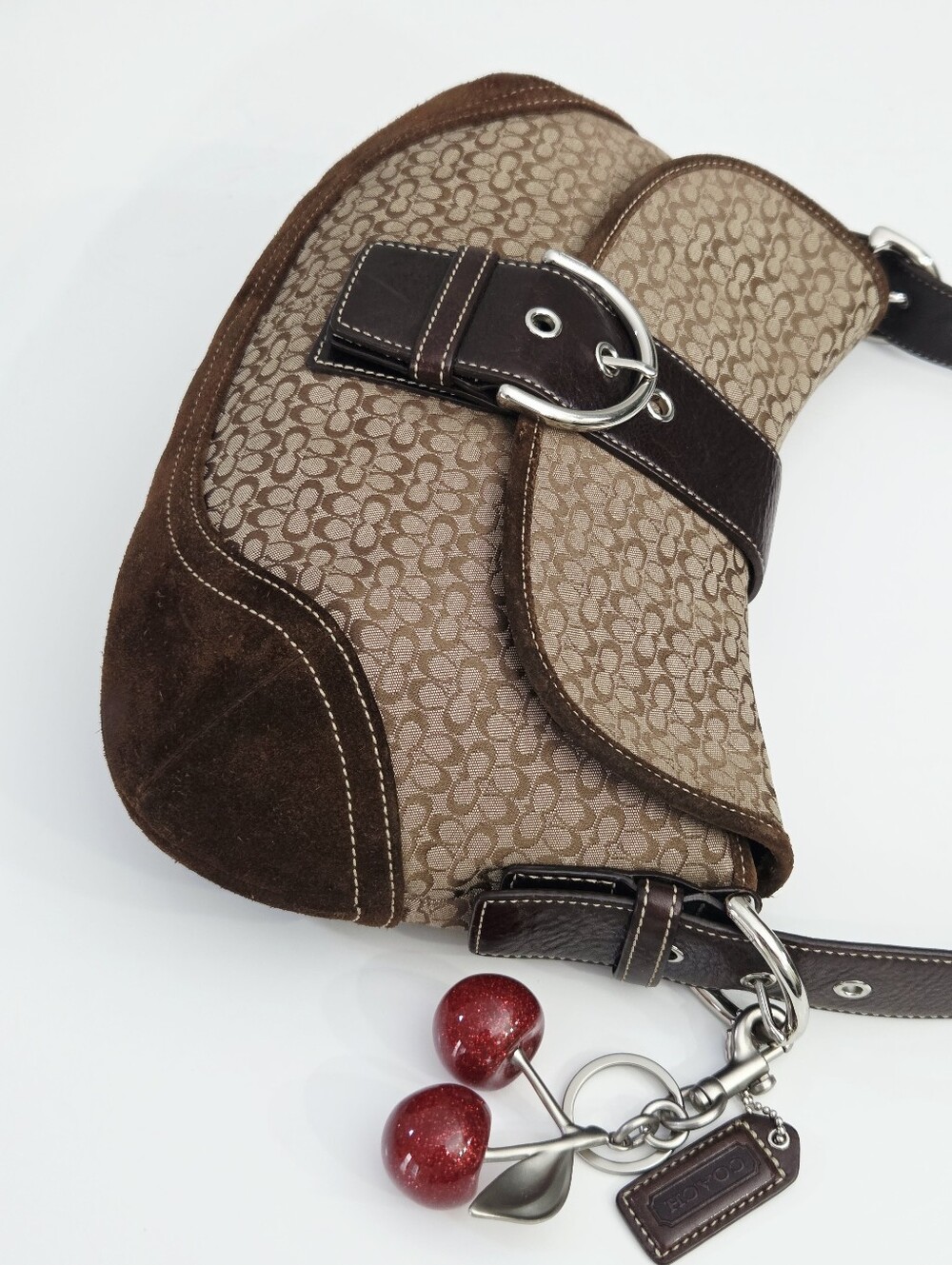 VINTAGE Y2K COACH MINI SIGNATURE SOHO BUCKLE FLAP SHOULDER BAG 6808 - Picture 3 of 12
